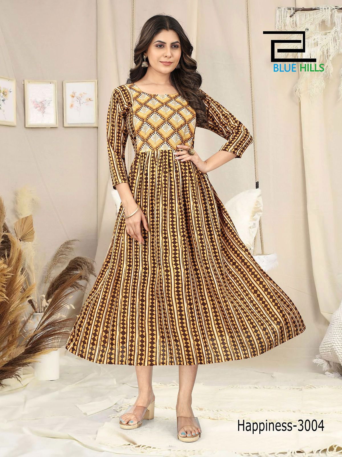 Happiness Vol 3 By Blue Hills Long Printed Kurtis Catalog